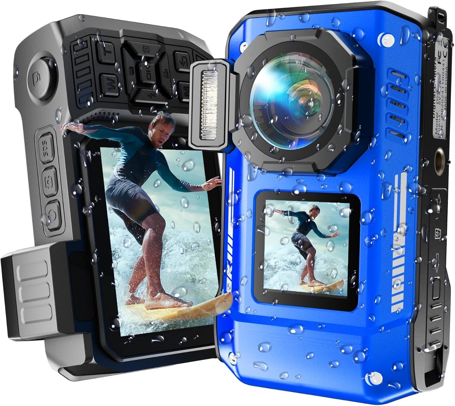 MaxMango D50 33FT Macchina Fotografica Subacquea Impermeabile, 8K 70MP Fotocamera Digitale con 16 GB di Scheda, Doppio Schermo 2.8'' per Selfie, 18x Zoom, Resistente a Polvere e Urti per Snorkeling
