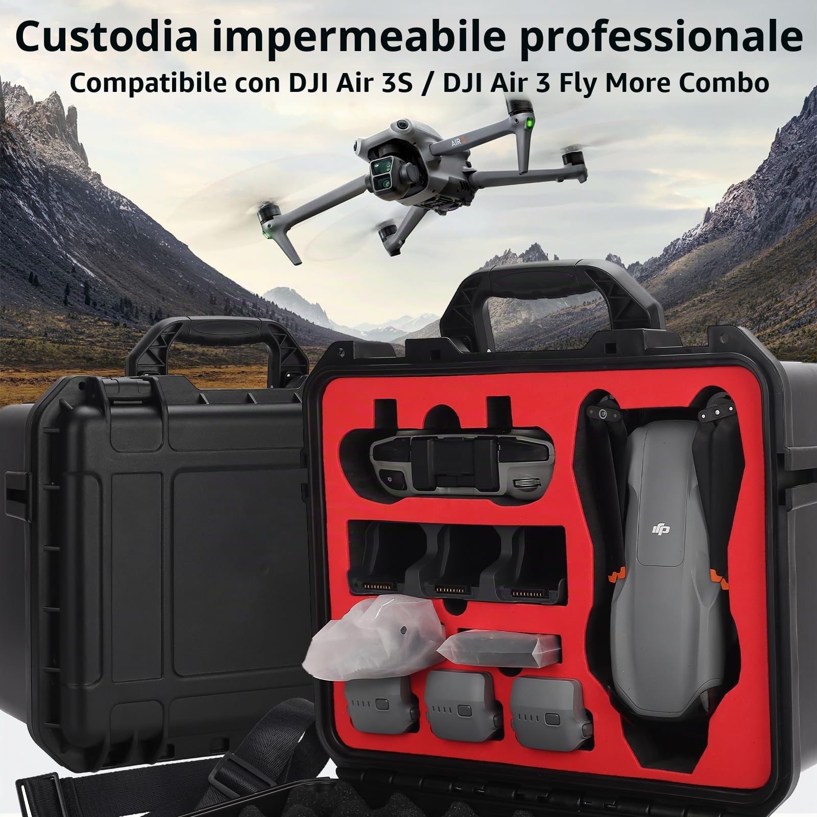 DJI 3S - Valigetta professionale impermeabile Air e Fly More Combo, accessori DJI 3S, compatibile con controller RC-N3/RC 2, elica, batteria e accessori per drone