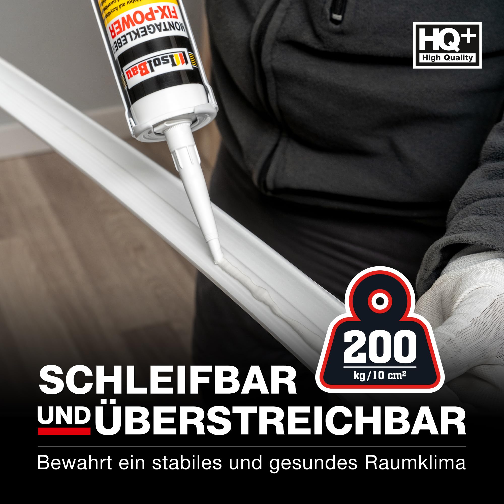 Isolbau Montagekleber Fix-Power - 36 x 480 g Styroporleber, Kraftkleber, Alleskleber, Baukleber für Innen- & Außenbereich - 200 kg / 10 cm - Weiß