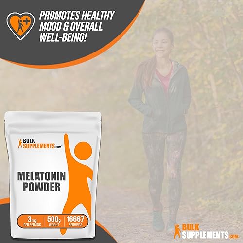 Miniatura 5 de BULKSUPPLEMENTS.COM Melatonina en polvo - Suplemento de melatonina para dormir, melatonina para adultos, melatonina 3 mg - Melatonina vegana, pura y
