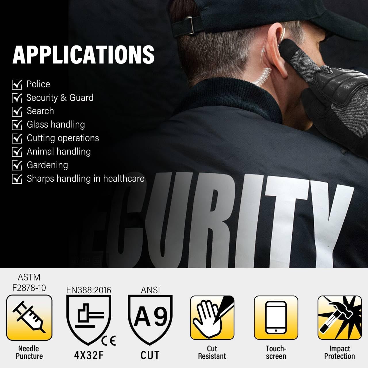 Professional Needle Puncture Resistant Duty Gloves, Anti-Cut/Slash, ANSI A9, Touchscreen gloves. - Image 6
