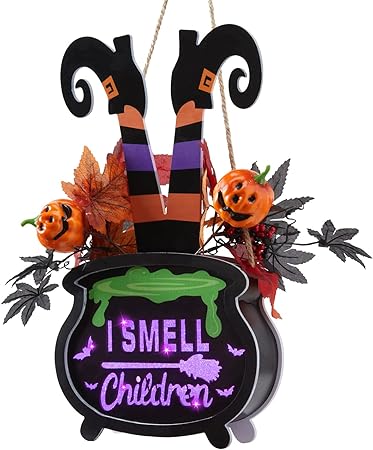 Spooky Lighted Halloween I Smell Children Sign with LED Glow