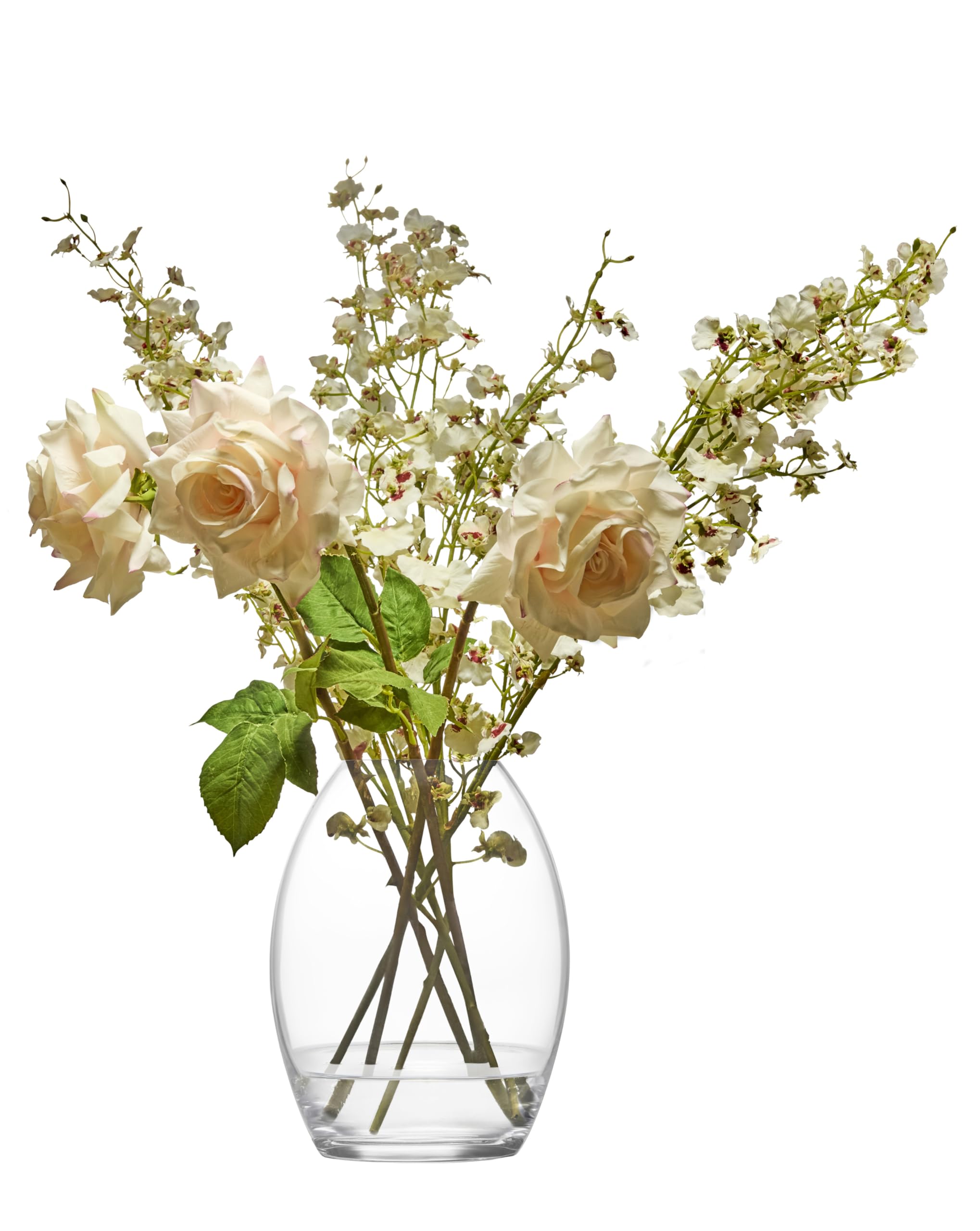 Anton Studio Designs Highbury Handcrafted Traditional Decorative Glass Flower Vase, 23.5 cm, Clear, Housewarming or Wedding Gift