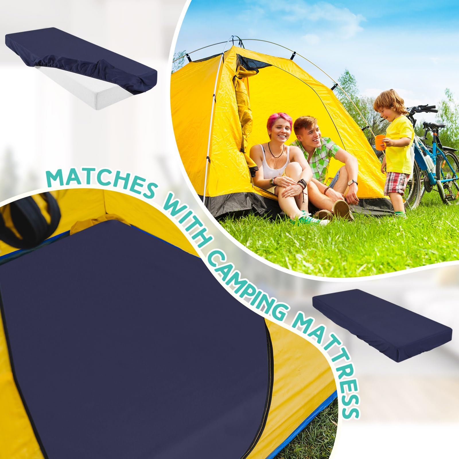 Sábana bajera (solo sábana) compatible con colchón plegable Milliard de microfibra para colchón plegable de microfibra para literas de campamento y caravanas (azul marino, individual, 4 6