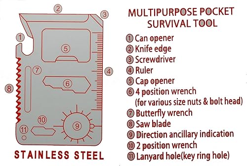 Miniatura 6 de Lodo Smate Abridor de cerveza multiherramienta para tarjetas de crédito, herramienta de bolsillo de supervivencia, 11 en 1, tamaño de tarjeta de