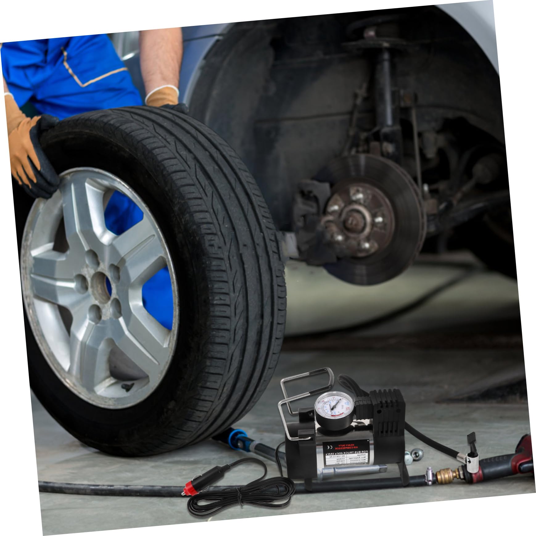 PartyKindom Gonfiatore Pneumatici Auto Pompa ad Aria Elettrica Portatile Compressore Aria Compatto per Biciclette Moto Veicoli