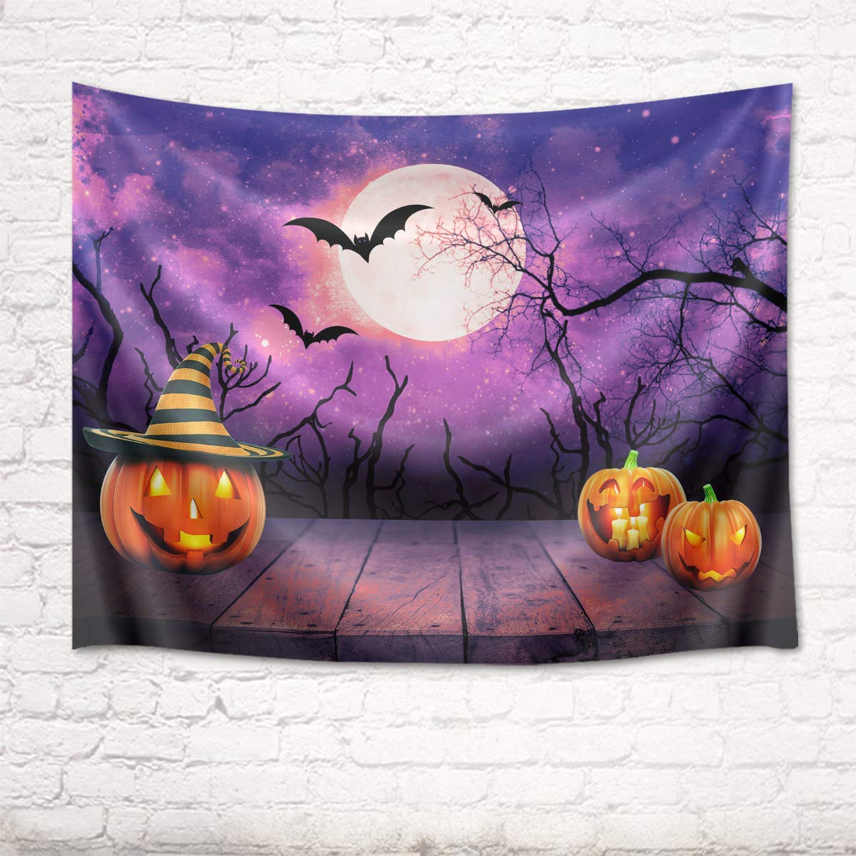 Amazon.co.jp: LB ハロウィン飾り 壁掛け タペストリー 満月とジャック