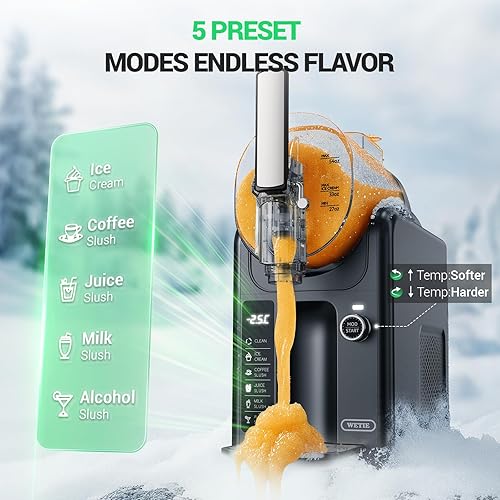 Miniatura 8 de WETIE Exprimidor de prensa en frío y máquina de helado de granizado y suave 2 en 1