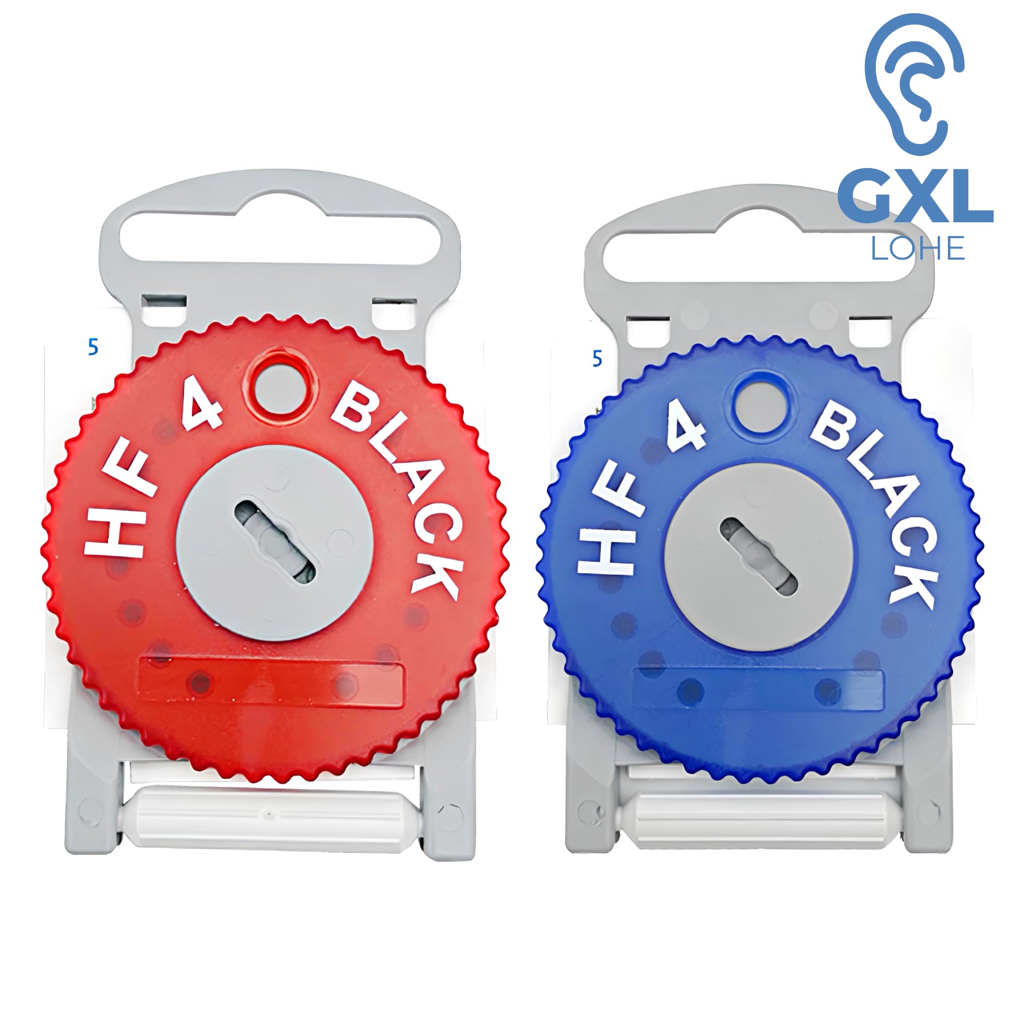 Confezione da 2 Filtri per apparecchi acustici HF4: rosso + blu. Protezione anticerume: blocca il cerume e protegge l'apparecchio acustico - Filtri anticerume neri HF4 (confezione Blu + Rosso)