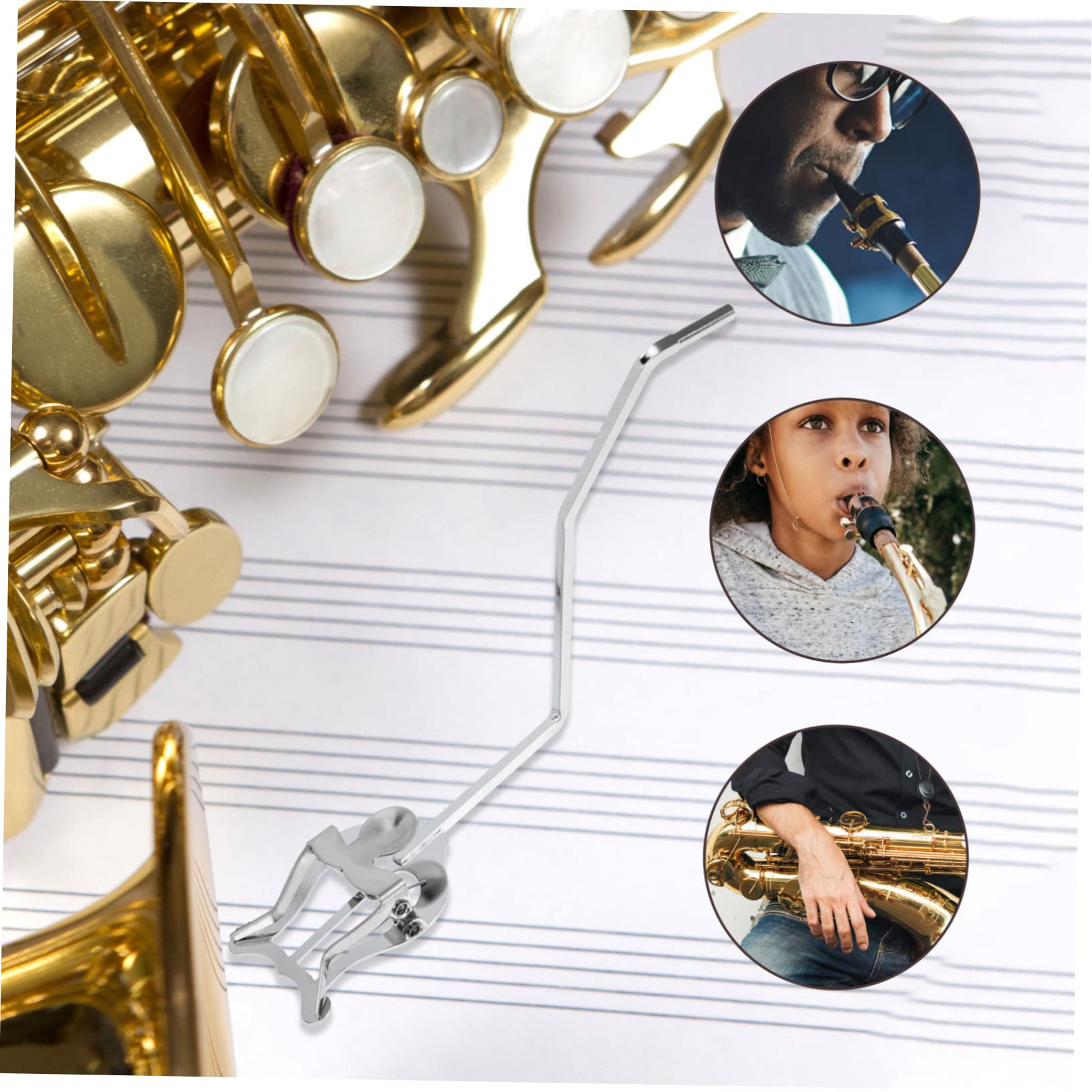 LIFKOME Saxophone Sheet Music Holder Metal Plated Clip Perfect for Alto Sax Portable Music Score Clip Durable
