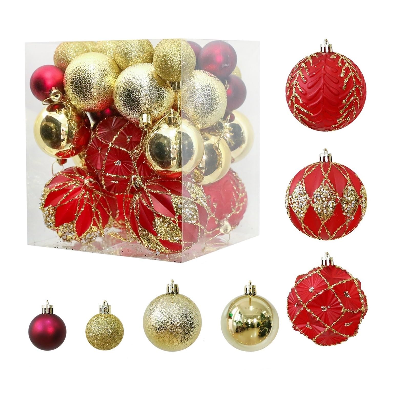 Baumschmuck 36 Stück Dekorative Weihnachtskugeln Aus Kunststoff Weihnachtskugeln(Multi-Colored C)