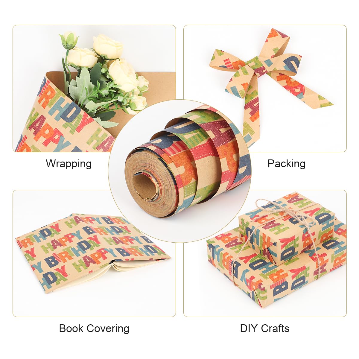 Rotolo Carta Regalo Compleanno - 15m Con Stampa 'Happy Birthday' Ed Eco-Friendly - Foto 6