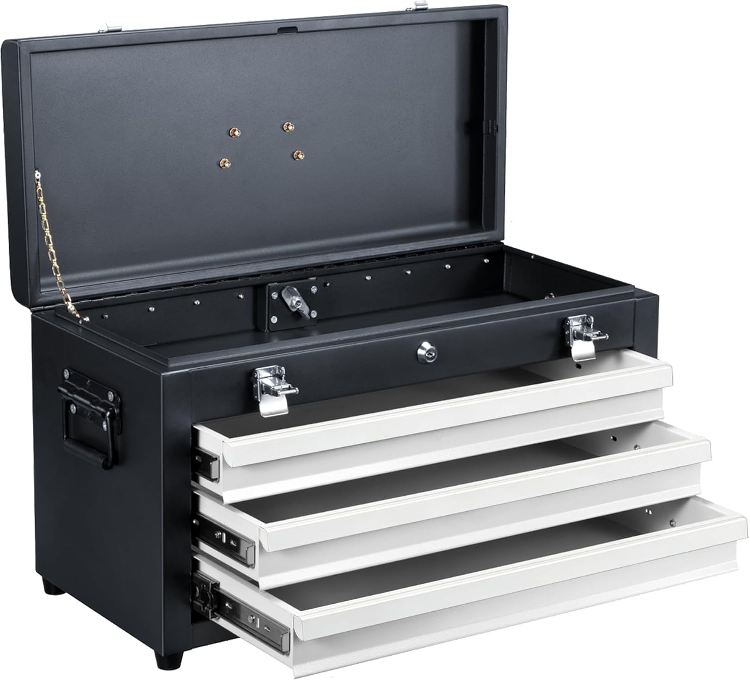 3-Drawer Metal Tool Box, Heavy Duty Tool Organizer, 3-Tier Tool Chest with Lock for Garage, Workshop and Office