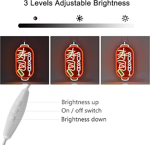 Miniatura 4 de Letrero de Neón de Sushi Japonés, 寿司 Luces de Neón Arte de Pared Colgante Decoración para Restaurante de Estilo Japonés Cueva de Hombre Bar Club