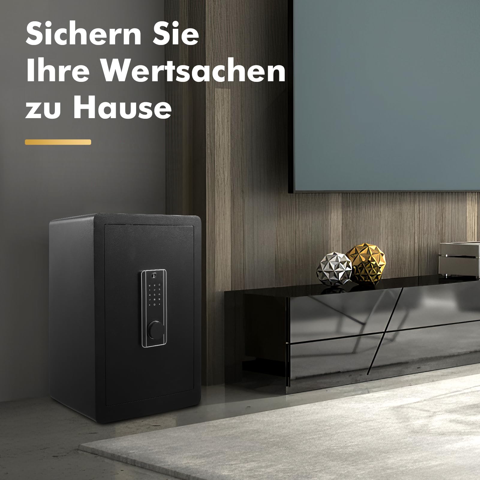 73L Großer Feuerfester Tresor,Elektronischem Tresor mit Passwort & Schlüssel,Digitaler Möbeltresor mit Herausnehmbares Regal,Alarmanlage,Heimtresor für Bargeld, Schmuck, Dokumente, Wertsache