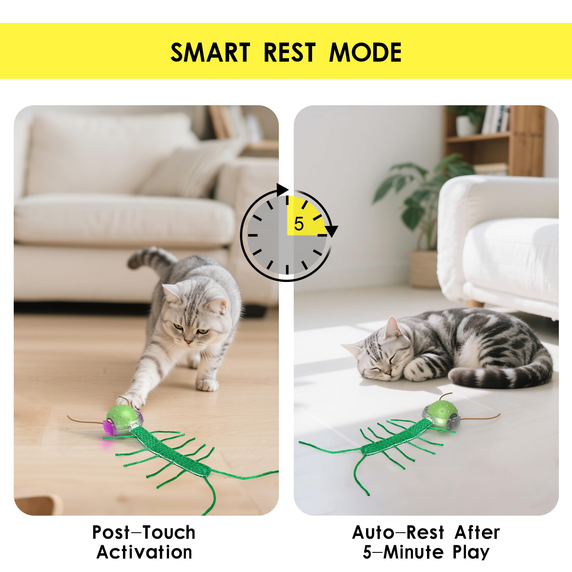 Juguetes para Gatos Adultos Interactivos con Movimiento Móviles Navidad - Juguete Pelota Automático 3 Velocidades, USB-C, Silencioso, Fun para Interior Día de los Reyes Magos‌ (Verde)