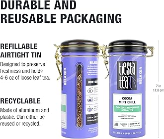 Tiesta Tea - Cocoa Mint Chill Loose Leaf Tea, Chocolate Peppermint Herbal Rooibos Blend, Non-Caffeinated, Brew Hot or Iced, Refillable Tin, Makes Up to 50 Cups, 3 Ounce