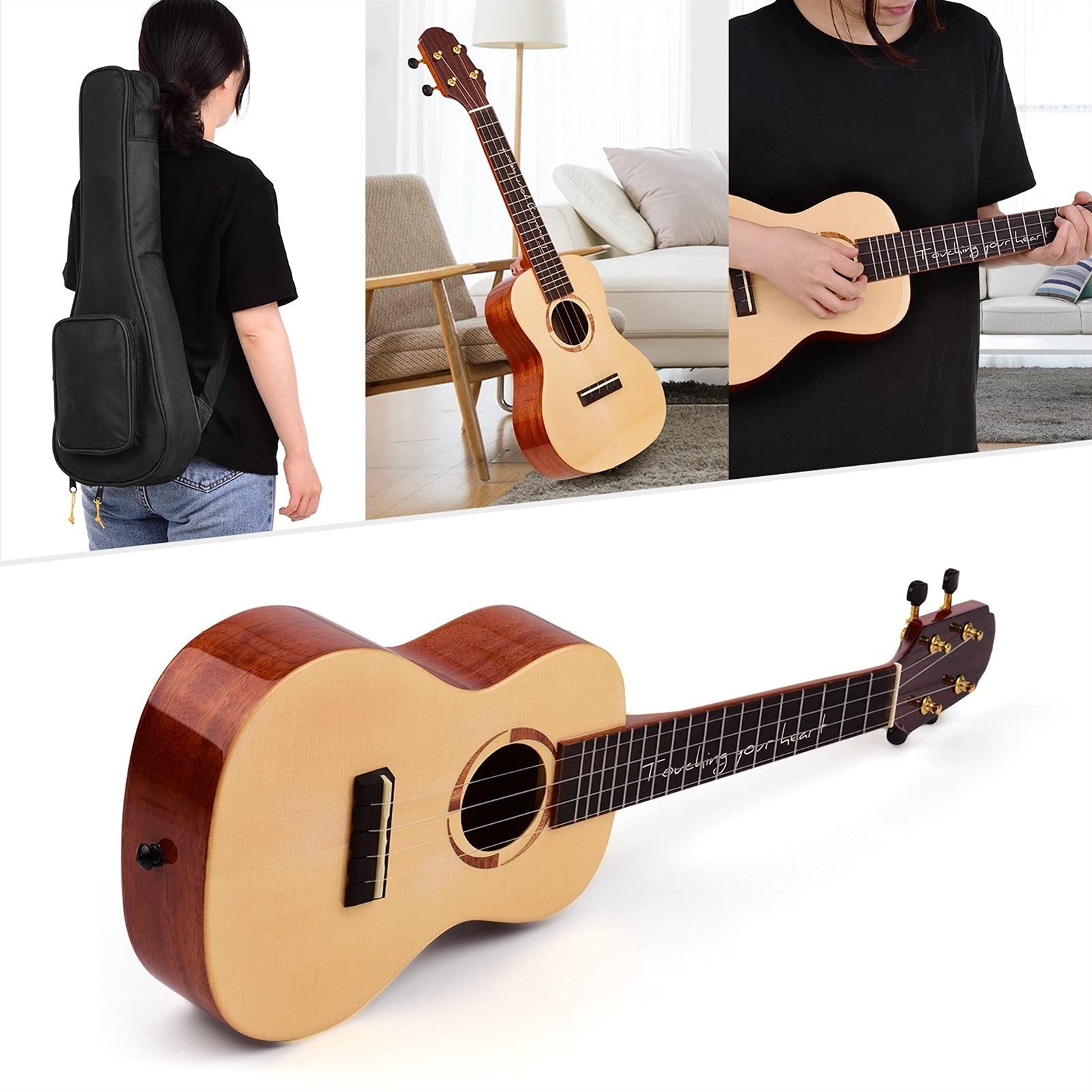 Ukulele koncertowe Początkujący Ukulele Profesjonalny 26- calowy Tenor Ukulele świerkowy Tabboard z Gig Torba Strings Strings Capo Tuner 3pcs Picks (Color : 23 inch)