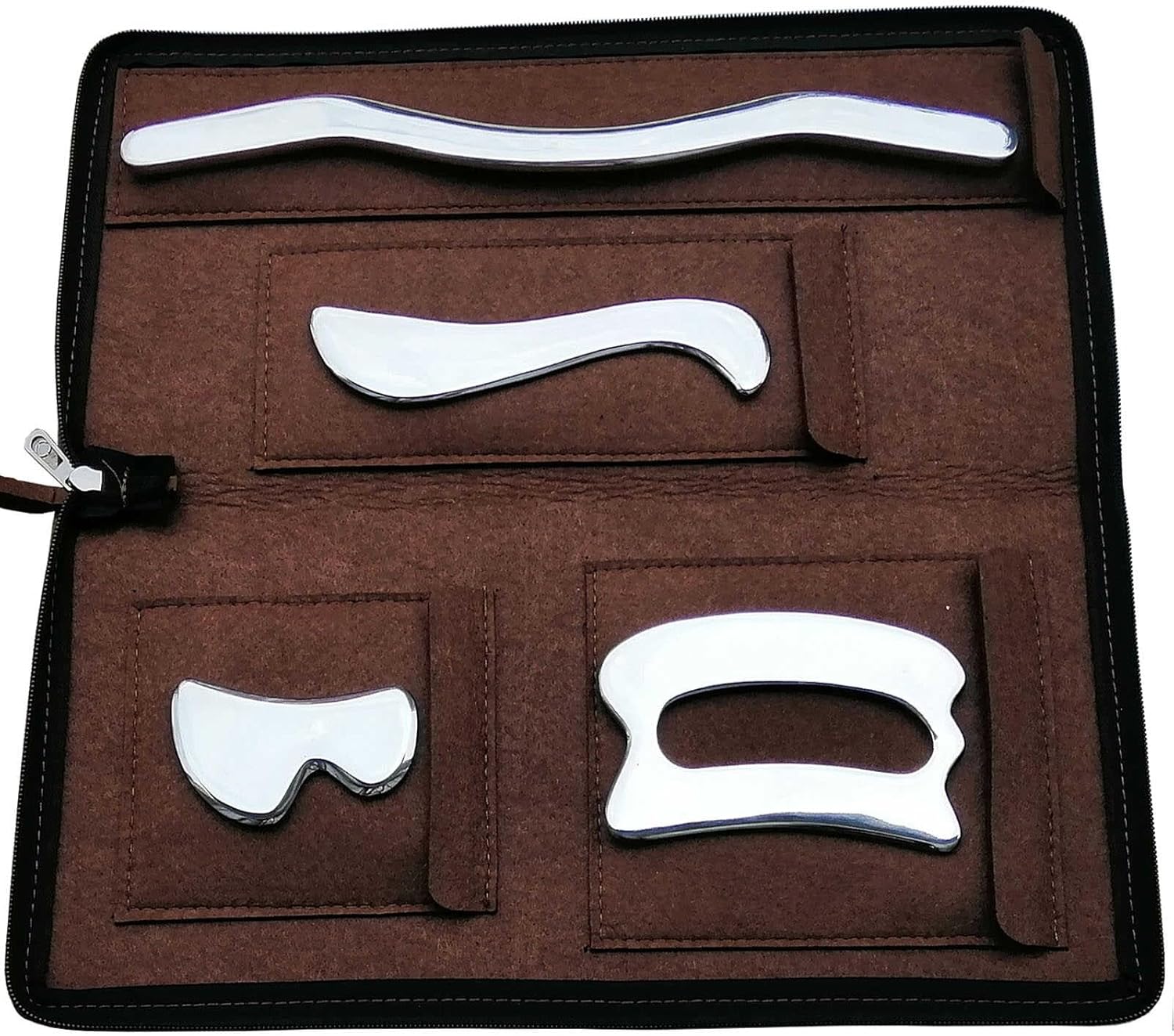 Stainless Steel Gua Sha Muscle Scraper Massage Tool IASTM Tool Set of (4 Picese) for Soft Tissue Therapy and Reduce Arms,Back, Legs, Shoulder Muscle Pain(4 Set)…