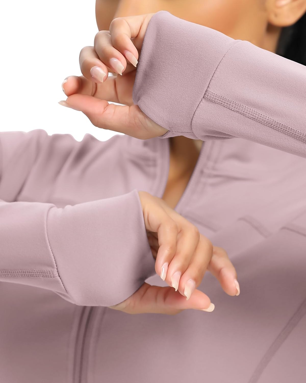 Women BBL Jacket Full Zip UP Workout Athletic Cropped Jacket wIth Thumb Holes Running Yoga Sportswear - Image 3