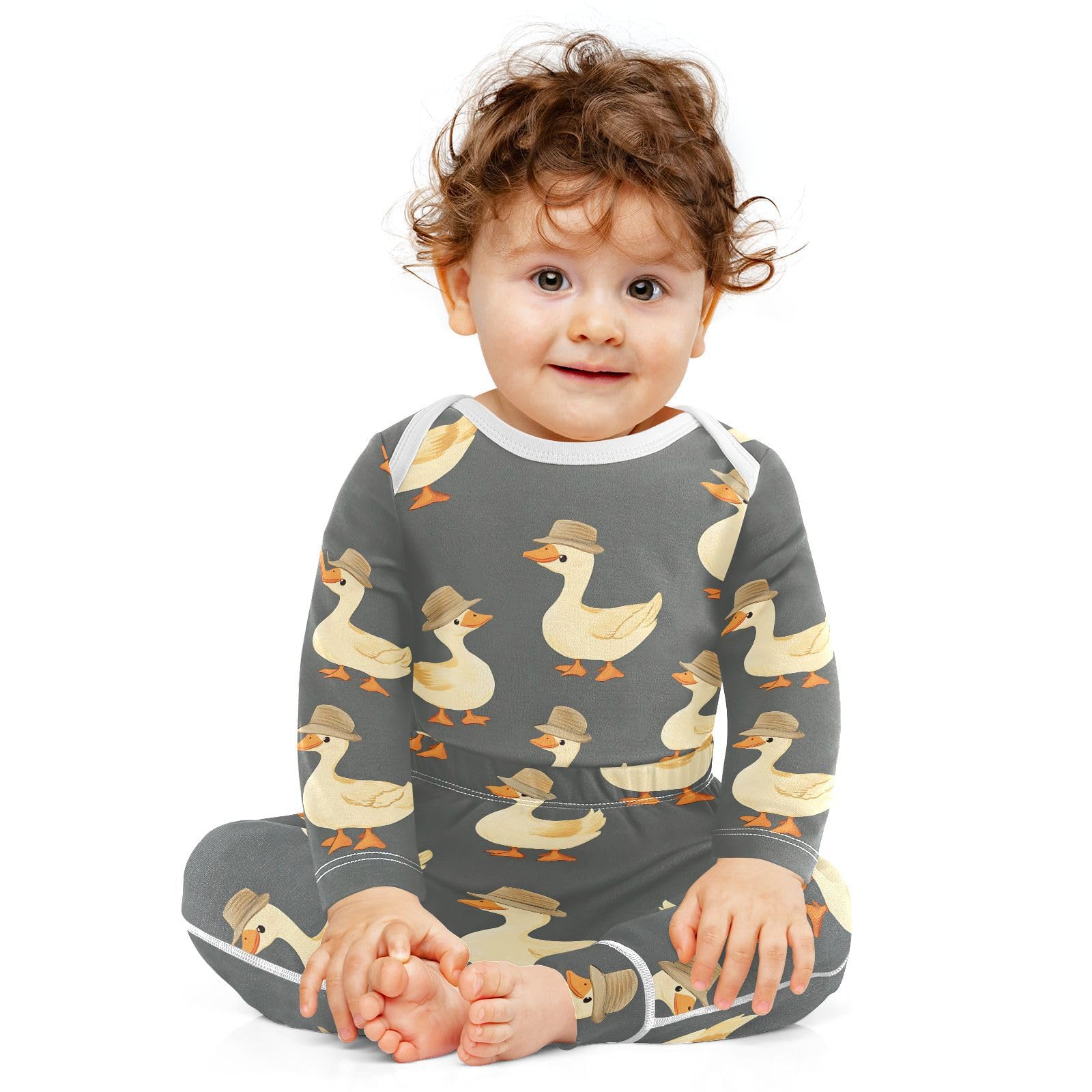 vvfelixl Baby Bodysuits Pants Sets Cute Ducks Wearing Hats Long Sleeve Baby Onesie Clothes for Boys Girls 3-6M