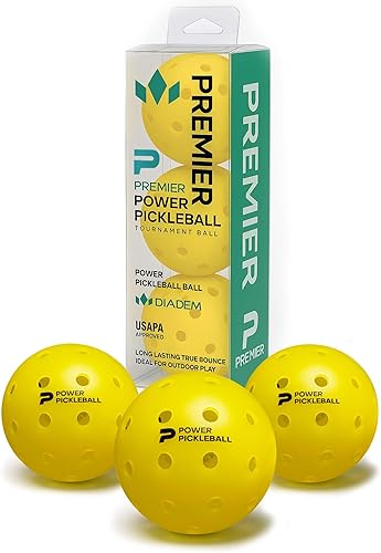 Miniatura 16 de Diadem - Pelotas de pickleball para exteriores Pelota de torneo aprobada por USAPA - Molde sin costuras de 40 agujeros - Rebote duradero, rápido