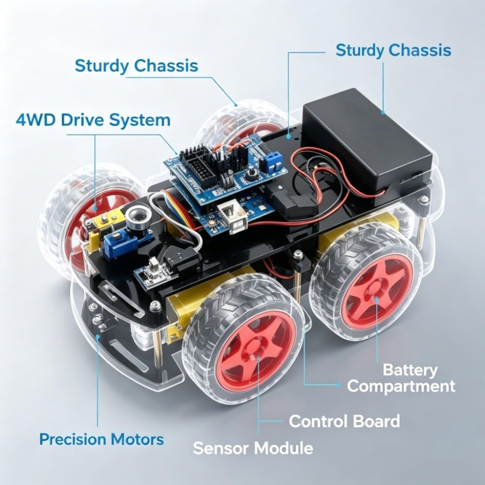 Vehículo robótico inteligente 4WD DIY Kit de construcción con seguimiento