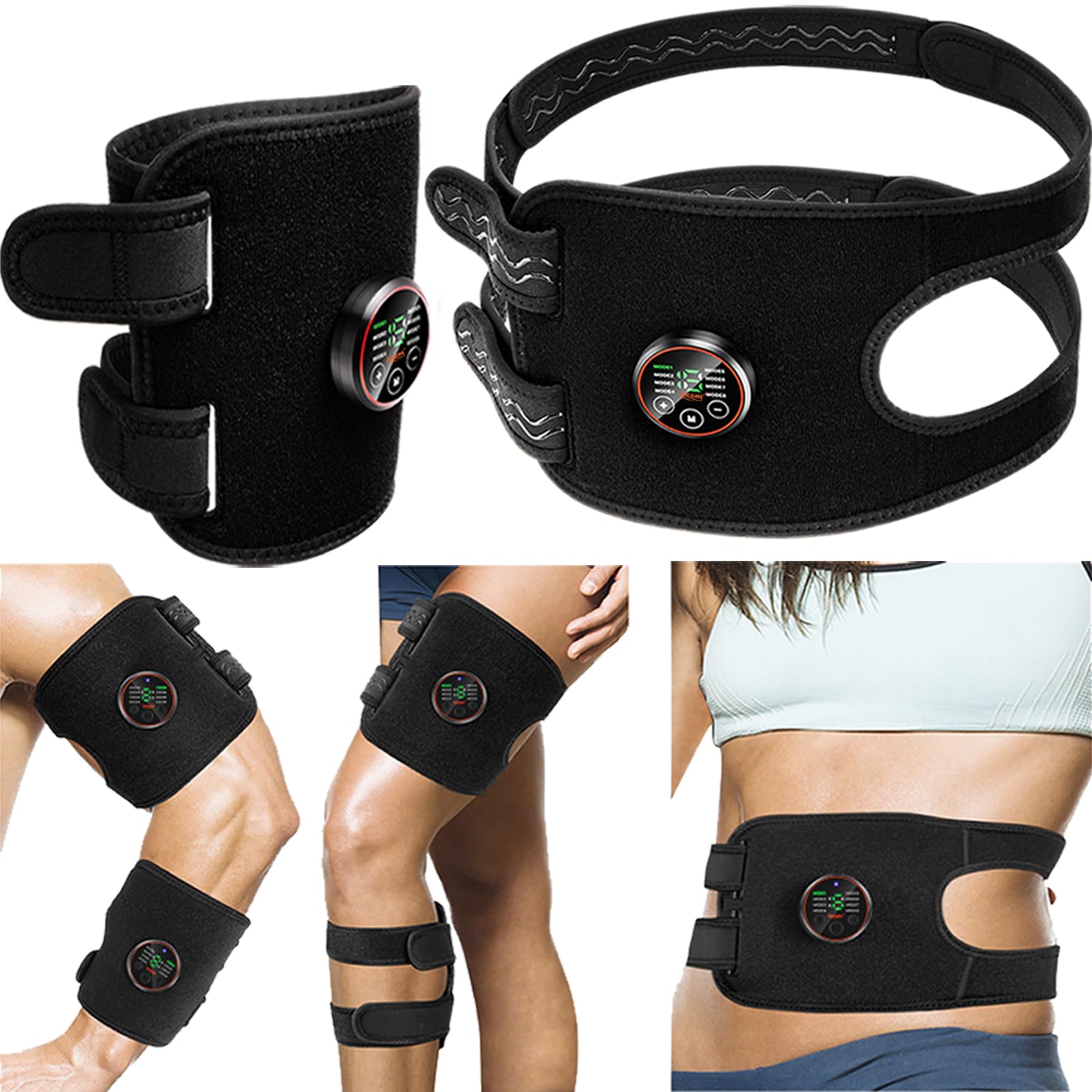値下げ⭐︎EMSトレーニングベルト ブラック Amazon.co.jp: Aicomy EMSトレーニングベルト 2本セット（腹用＋手足用