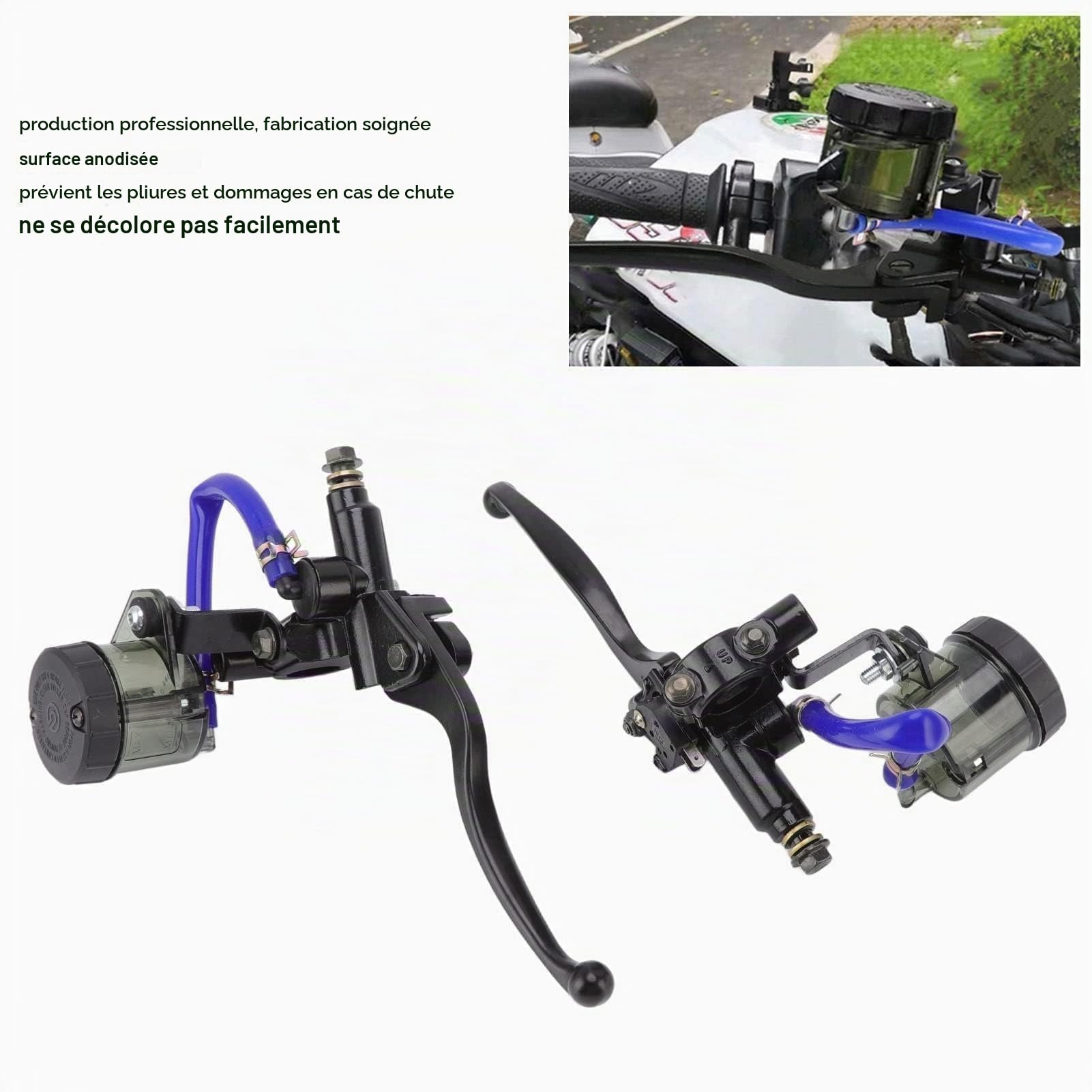 Leviers de Frein D'embrayage, 1 Paire de Leviers de Frein D'embrayage de Moto, Maître-cylindre de Frein, Accessoires de Moto avec Réservoir de Remplacement pour Leviers de Poignée