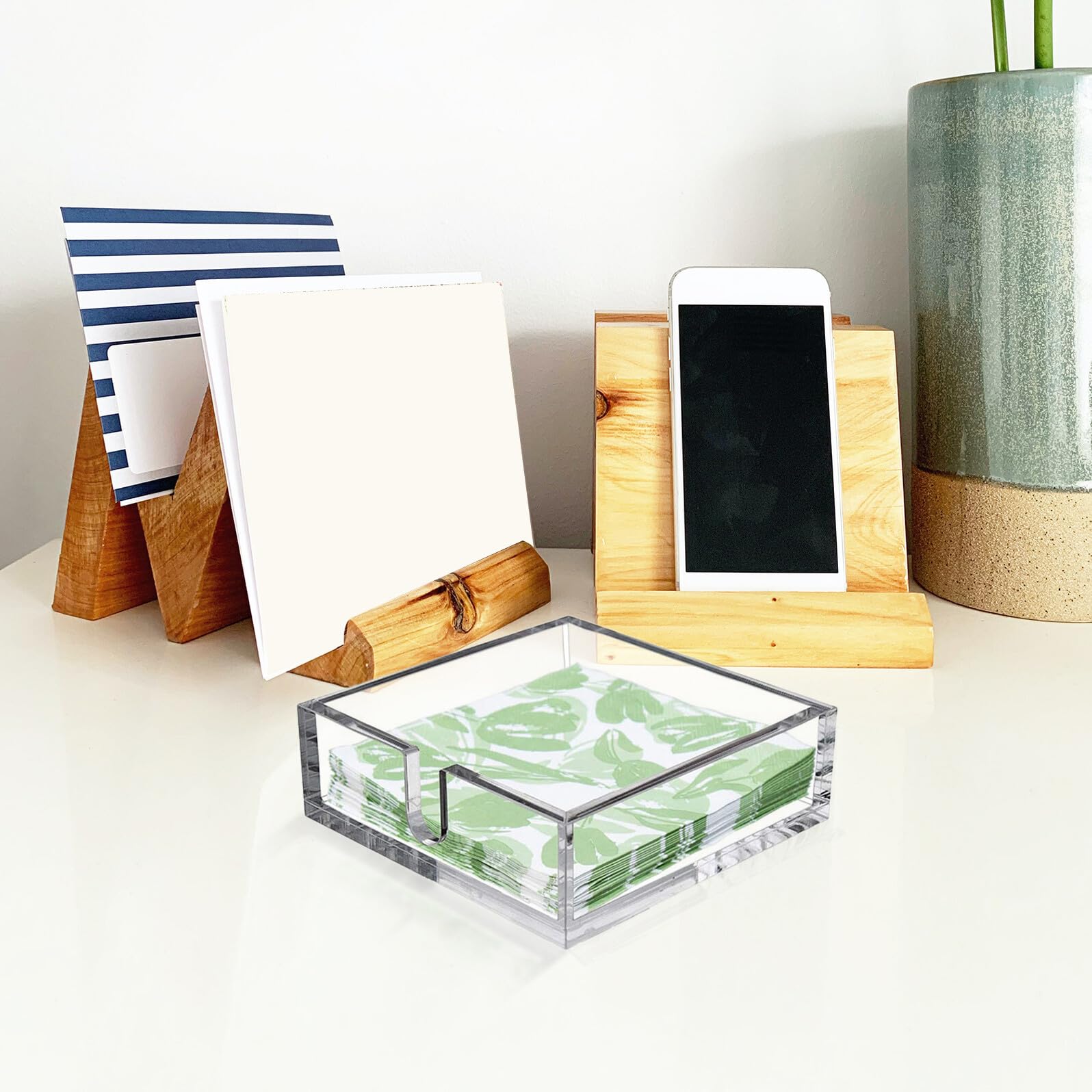 Soporte Acrílico Transparente para Servilletas de Fiesta Organizador de Papel de Mesa Antideslizante Práctico Dispensador Multifuncional para Cocina y Cócteles
