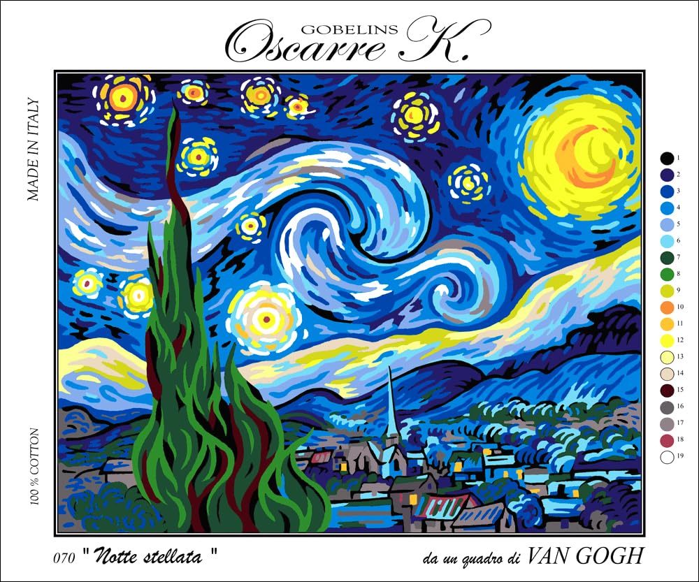 Oscarre K. gobelins Kit Mezzo Punto Croce Completo cm 60x50 (ricamo finito cm 50x39) Notte Stellata