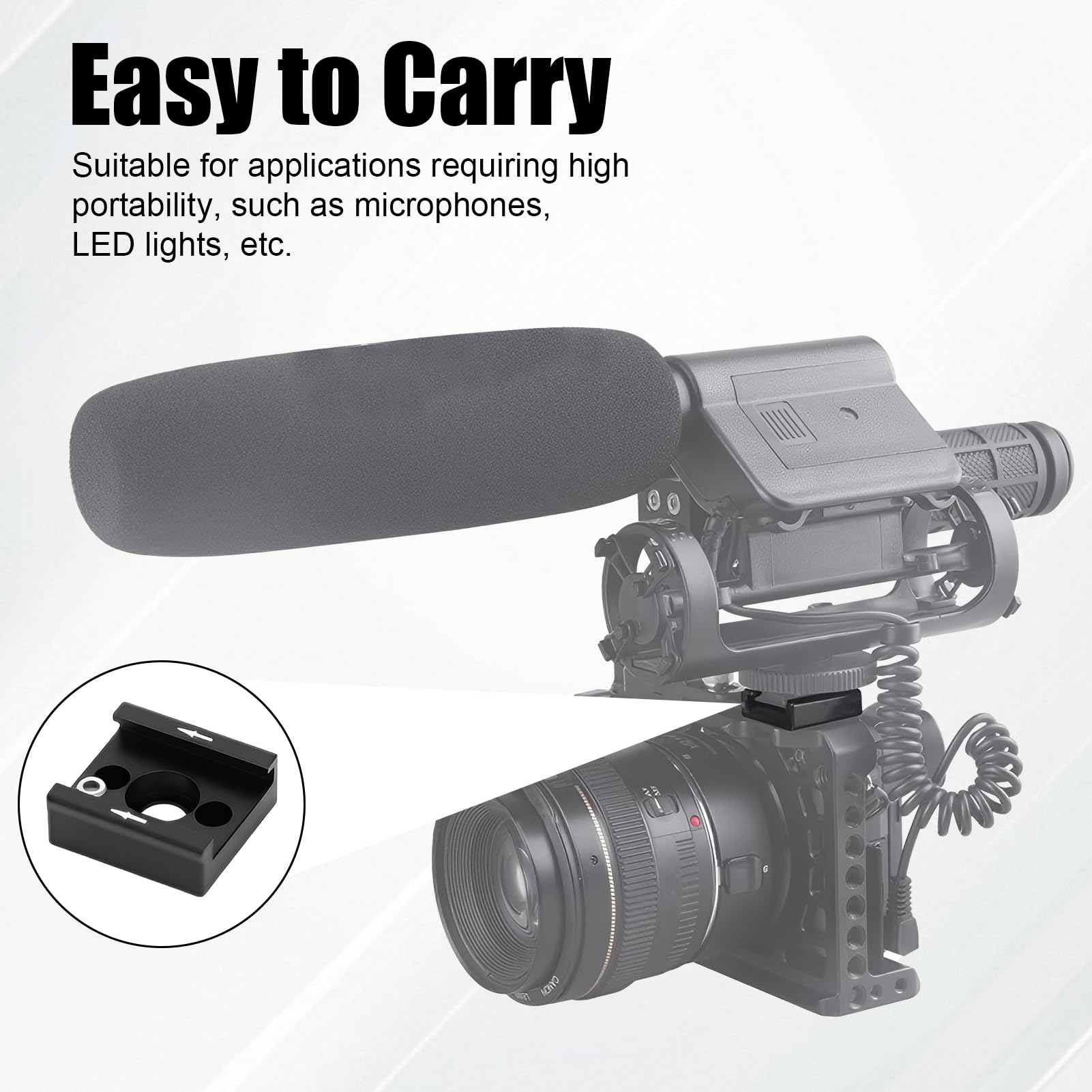 Juego de 2 adaptadores universales para zapata de flash para cámara y accesorios, para micrófonos, luces LED, videocámaras, DSLR y cámaras de acción