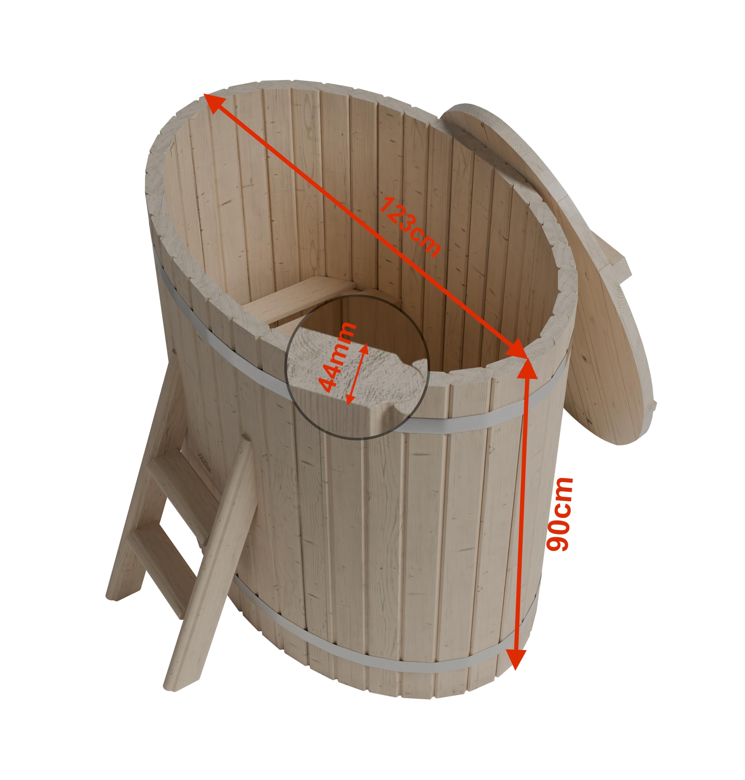 Holzfass zum Eisbaden Cold Tub Eistonne 120 cm Model 1BO