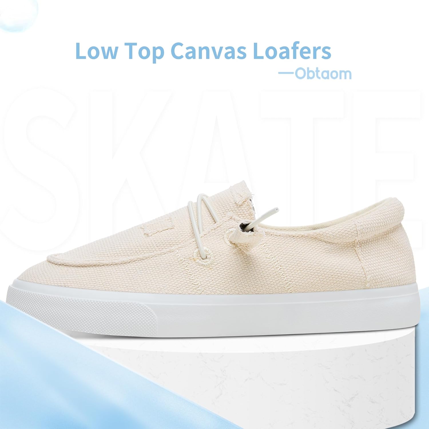 Obtaom Women Canvas Loafers Light-Weight Slip on Loafers Comfortable Boat Lace up Canvas Fishion Sneakers - Image 2