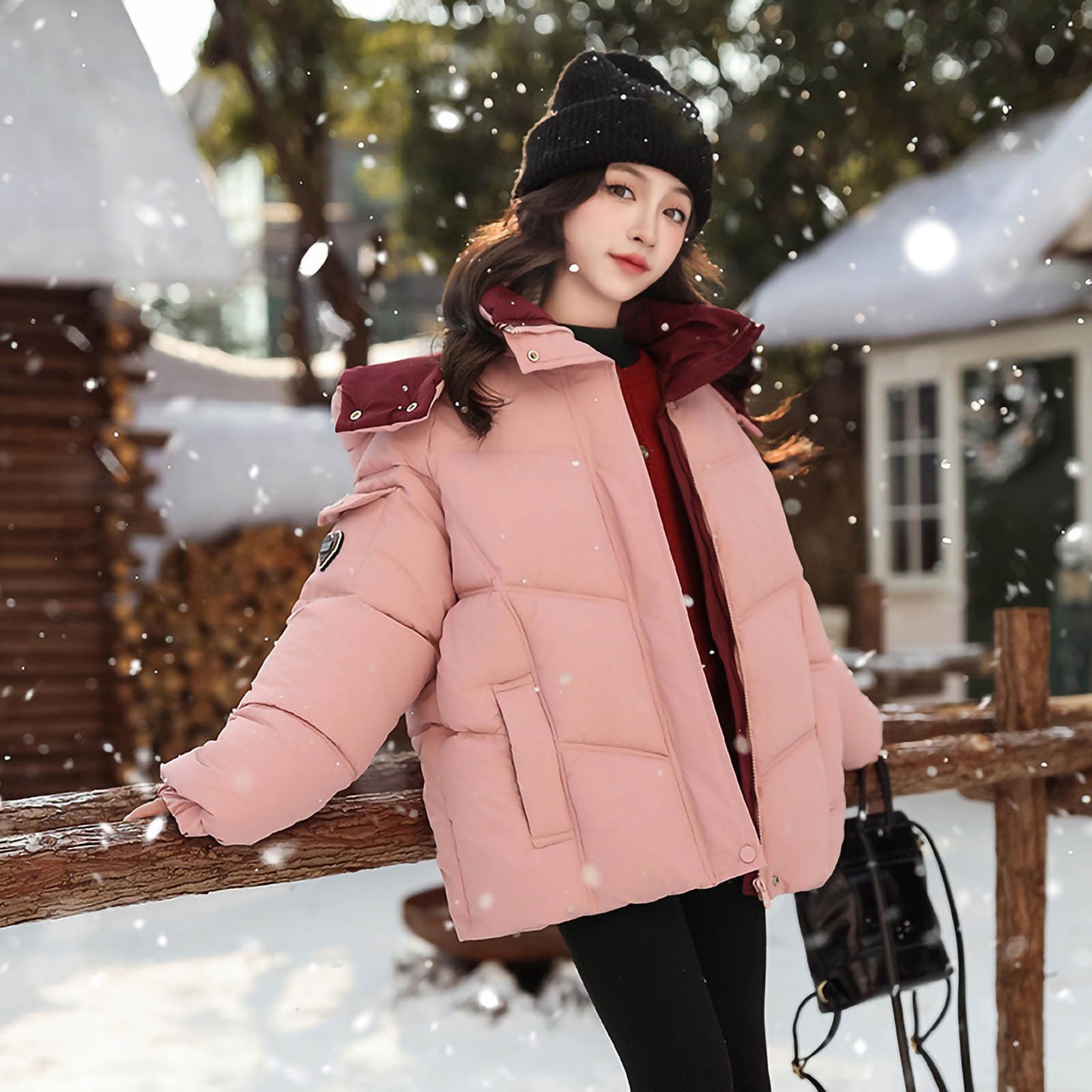 Abrigos acolchados de invierno para niñas, chaquetas gruesas acolchadas con capucha, ropa térmica cálida para clima frío, color sólido, abrigo de nieve versátil para niños de 4 a 14 años