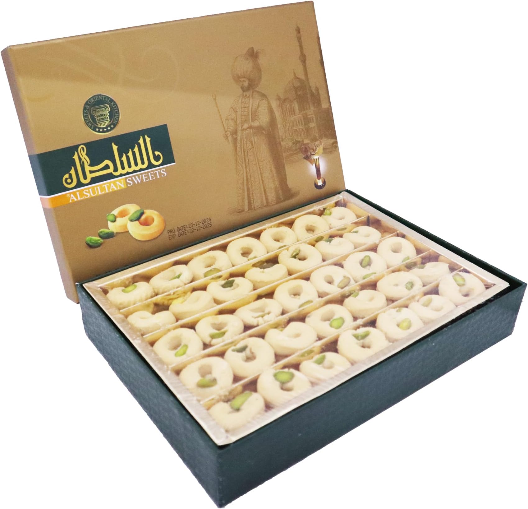 Sweets Ghriba With Pistachio - Arabic Sweets Gift Box - Premium Traditional Arabic Cookie - Perfect Eid, Diwali & Festive Treat - Middle Eastern Desserts