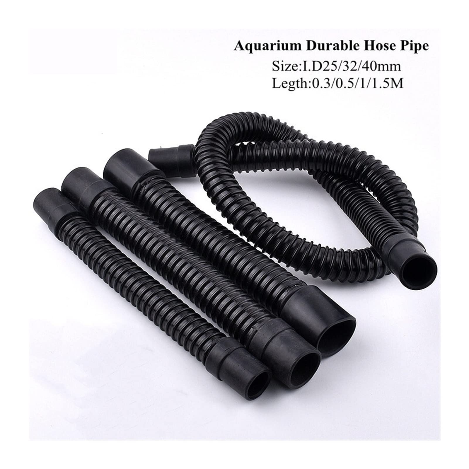 Youngran 25/32/32 / 40mm Acuario Corrugado Tubo de mangueras Durable Tanque De Peces Suministro de Agua Accesorios de tubería Interior Outlet Accesorios Acuario de Acuario Leisurely