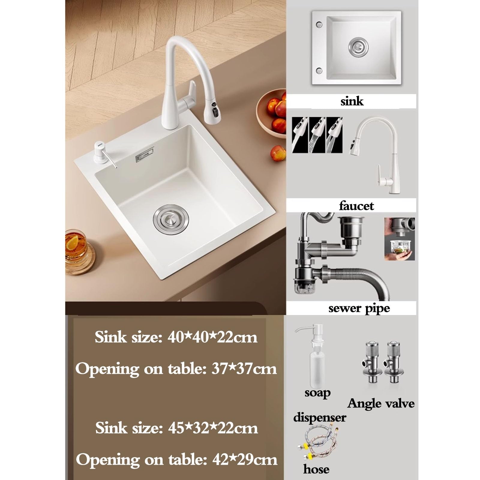 Amazon.co.jp: キッチン用設備 蛇口付きステンレス製の白いシンク 小型