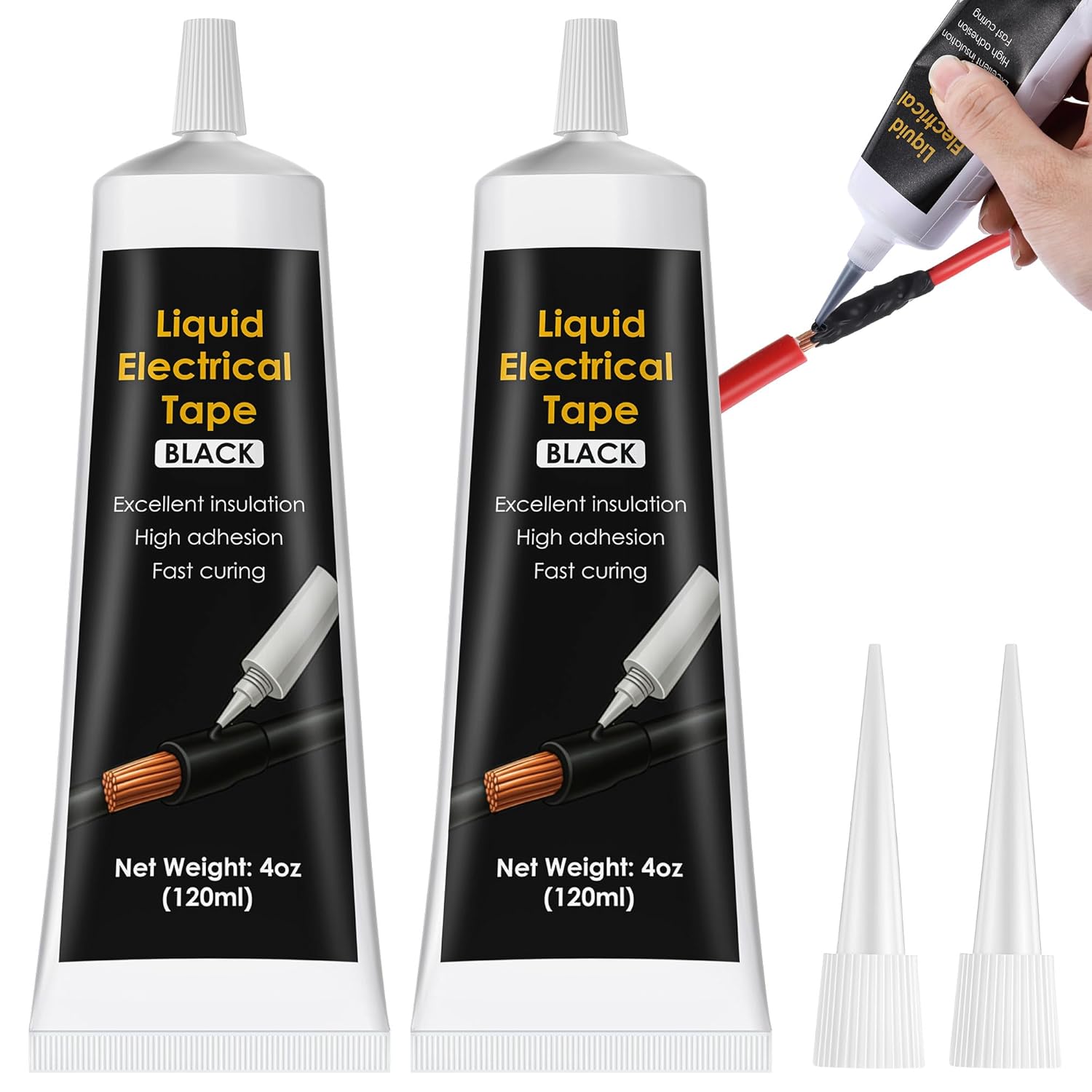 8 OZ/240Ml Liquid Electrical Tape, 2 Pack 4 OZ 120ML Liquid Tape, Waterproof Fast Fixed Dry Sealing Glue, Electrical Sealant, Wire Glue, Indoor/Outdoor Use, Marine Automotive/Outdoor Repair