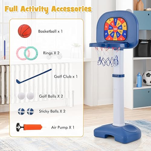 Miniatura 7 de HONEY JOY Kids Basketball Hoop, Outdoor Indoor Mini Basketball Goal Toy Stand, Adjustable Height, Play Game Preschool Birthday Gift, Toddler