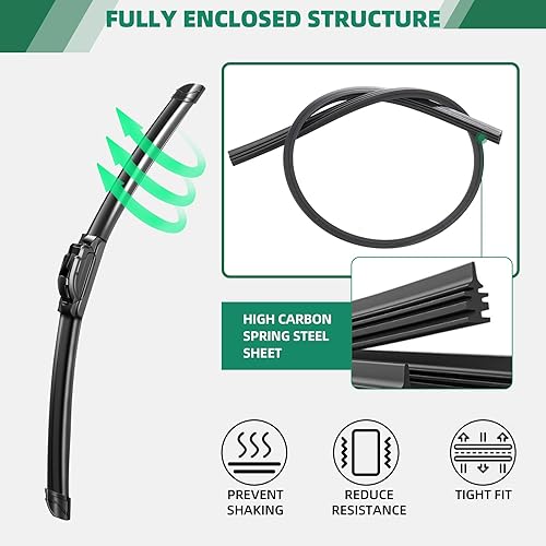 Miniatura 3 de Limpiaparabrisas de 26 + 18 pulgadas, calidad prémium de equipo original, duraderos, estables y bastantes, repuesto para todas las estaciones