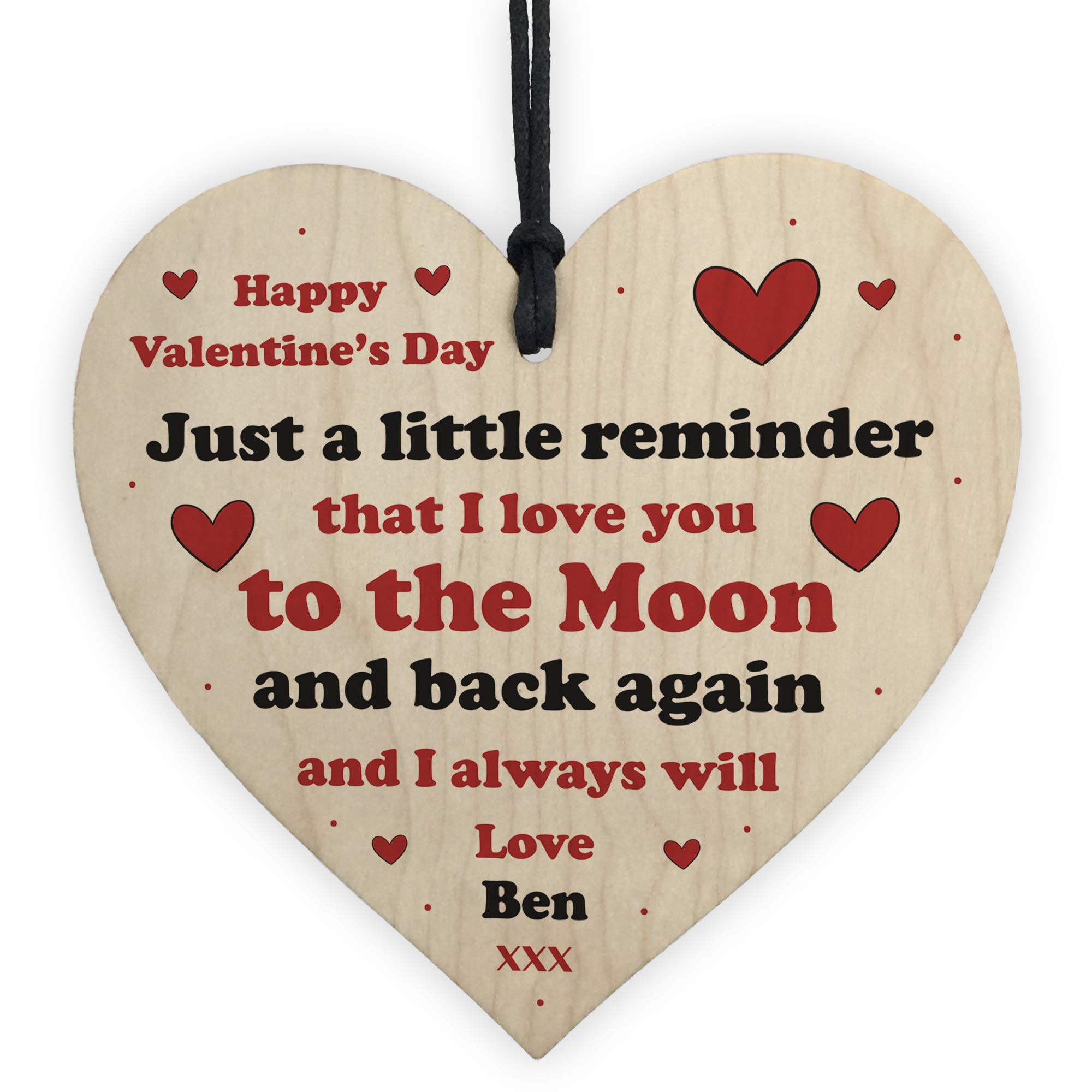 Red Ocean Personalised Valentines Day Gift For Girlfriend Wife Wooden Heart Gifts For Her