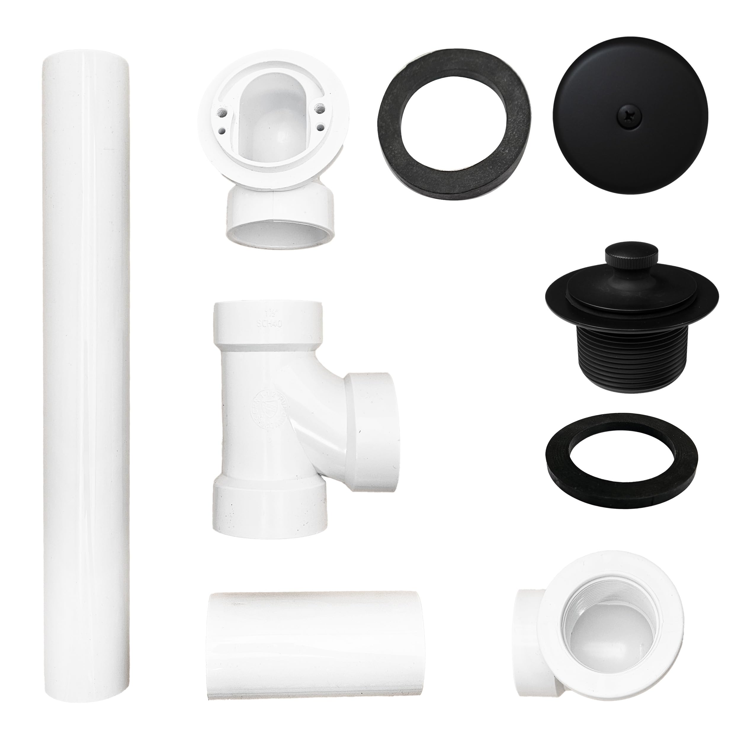 Westbrass Pull & Drain SCH. 40 - Desagüe de baño de PVC con Codo Superior de un Agujero, Negro Mate, D49721-62