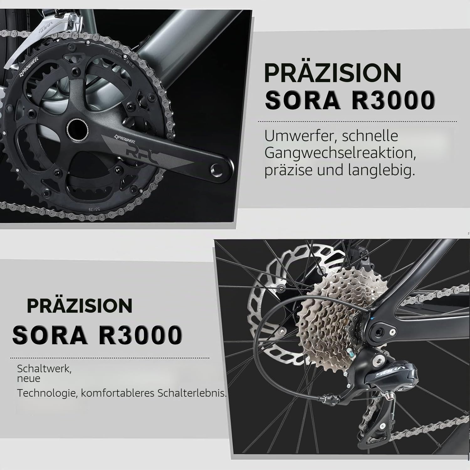 KABON Carbon Gravel Rennrad, T800 Carbon Fiber Rahmen 700C Mit 18 Gängen, Integriertem Lenker, Scheibenbremsen für Männer/Frauen