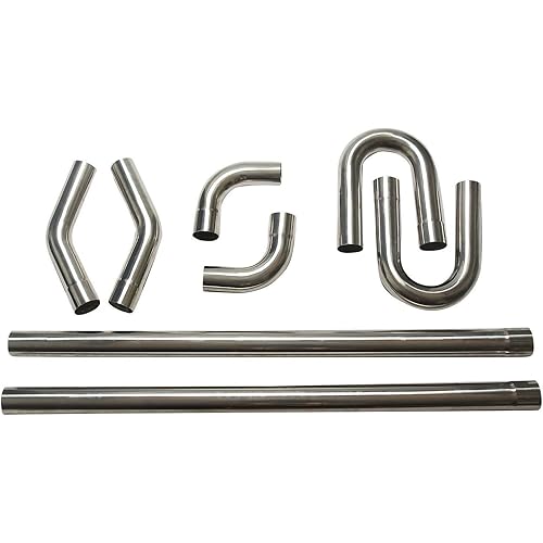 Stainless Steel T304 Universal 8PCS 2.5" DIY Custom Mandrel Pipe Straight and U-Bend Kit