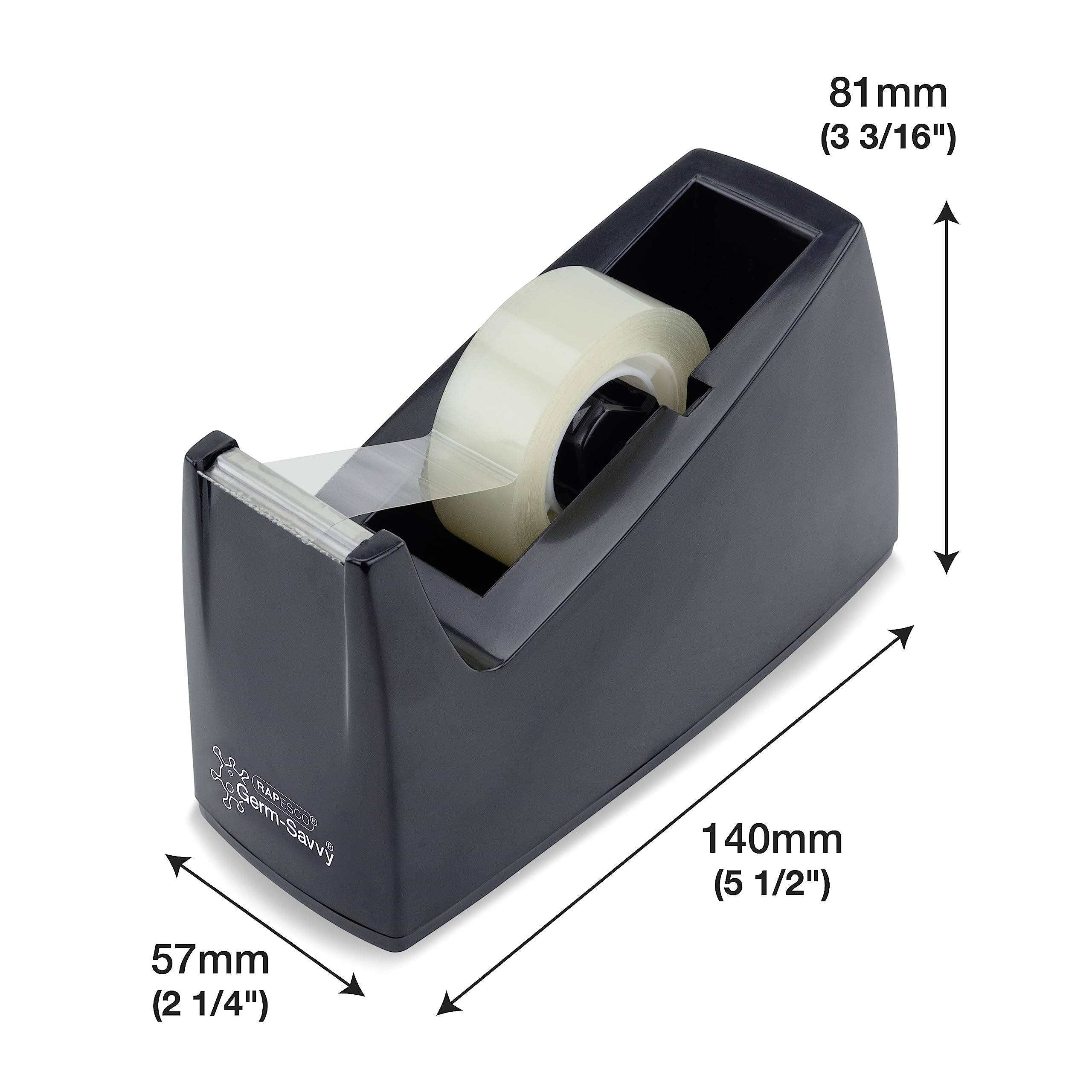 Rapesco 1741 Business Pack: 4 Tape Dispensers 300 and 4 Clear Tape Rolls, Black - Image 4