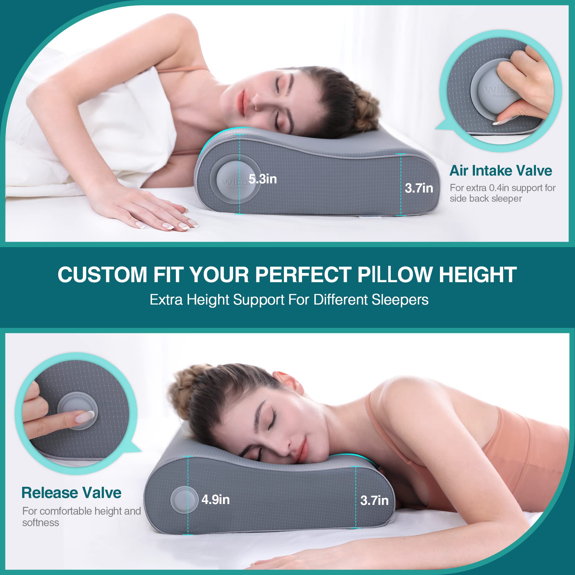 willai Cervical Pillow for Neck Pain,Adjustable Neck Support