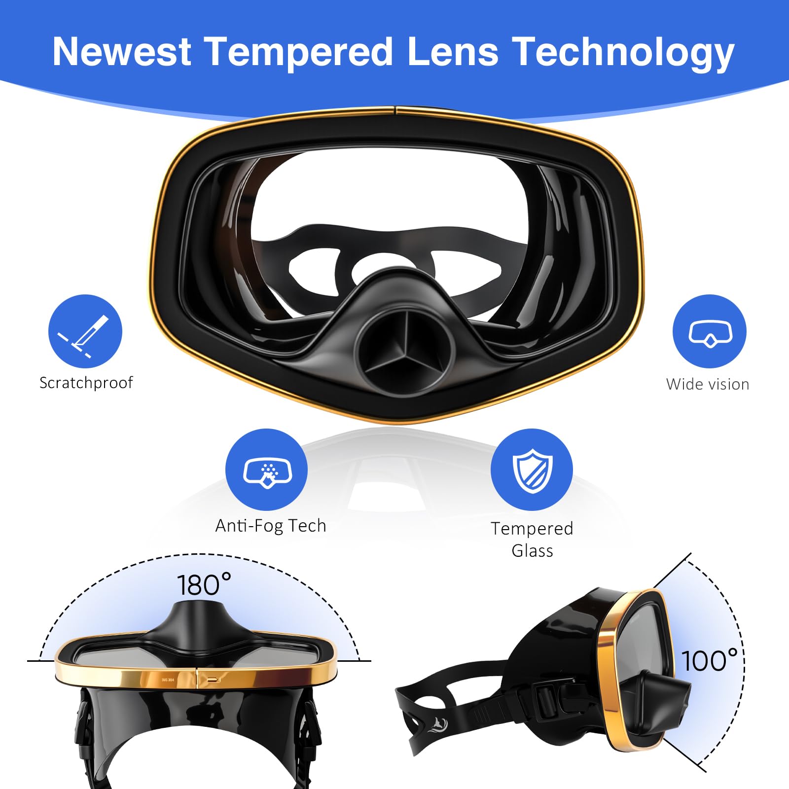 Maschera subacquea con valvola di scarico, ampia visuale, adatta per adulti, per immersioni subacquee, immersioni gratuite e snorkeling