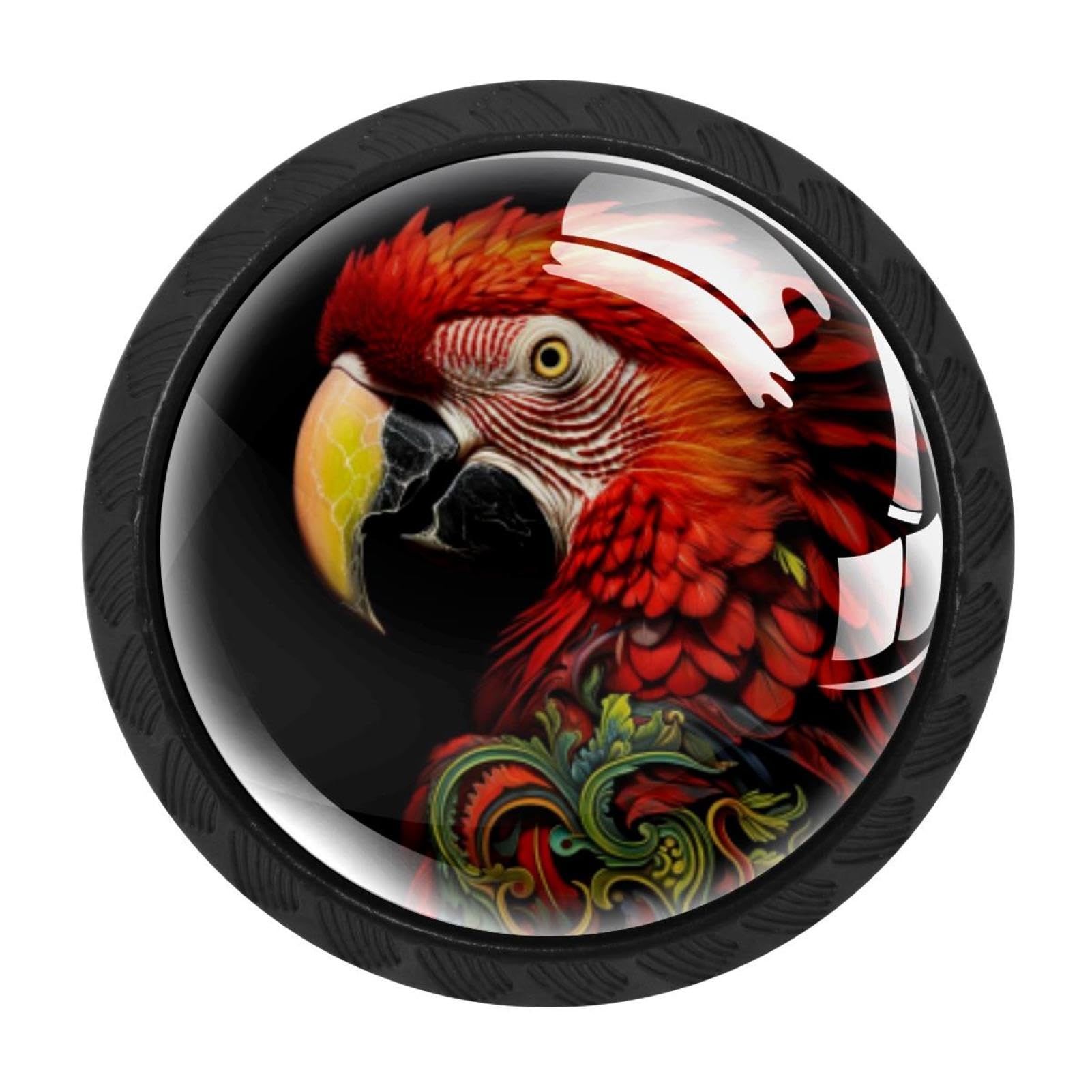 CHENZZZZ 4 Pieces Parrot Drawer Knobs, 35mm Black Cabinet Knobs, Drawer Pulls and Knobs, Dresser Drawer Knobs, Cabinet Hardware Kitchen Cabinet Knobs