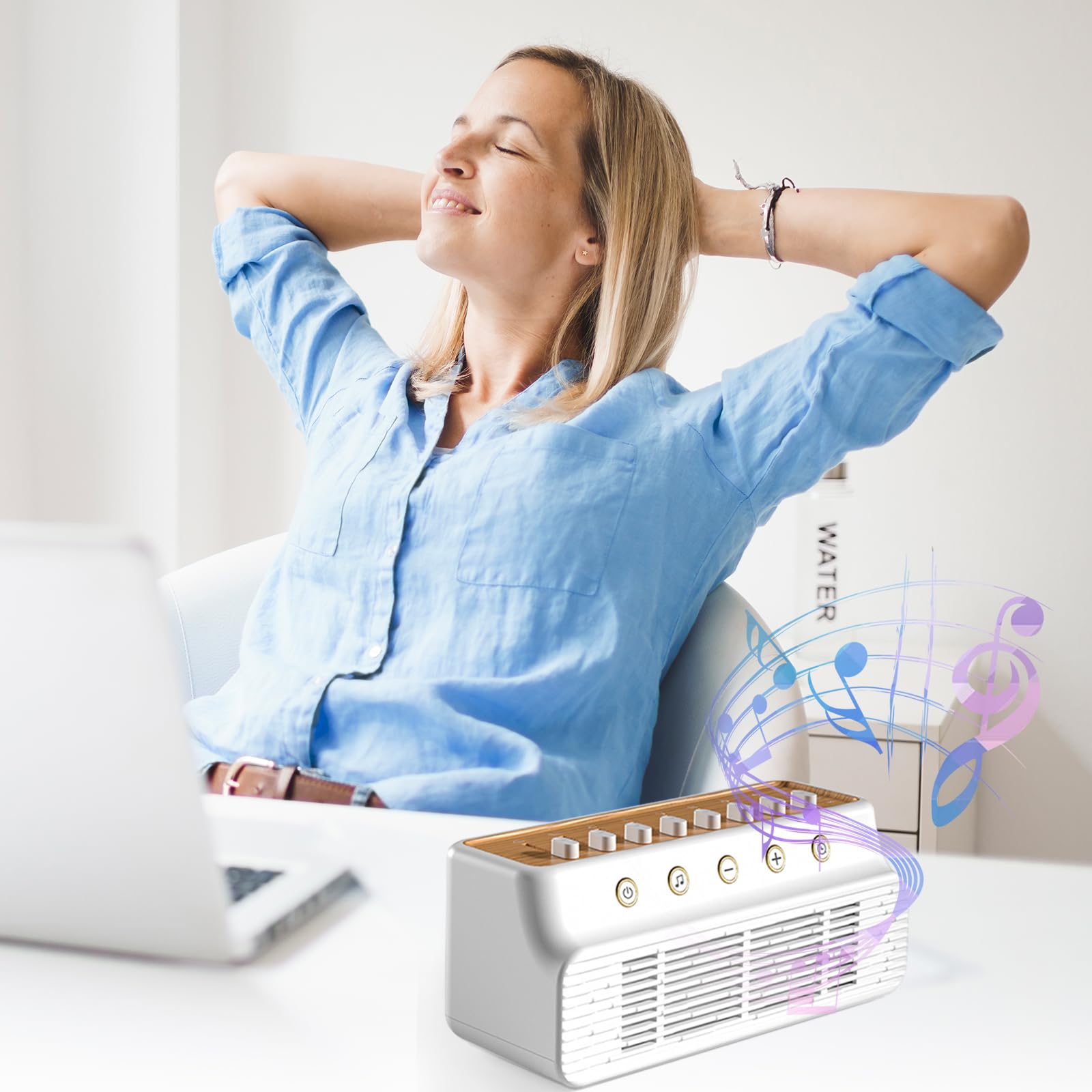 Machine à Bruit Blanc, Boîte à Sons pour Dormir USB Assure une Bonne Qualité du Sommeil pour Adultes avec Sons Apaisants et Minuteur avec Mémoire avec 8 Sons de la Nature